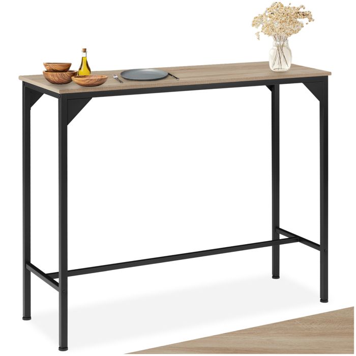 Table - TECTAKE - Table de salle à manger KERRY rectangulaire en bois et acier 120 x 40 x 100 5 cm - Bois clair