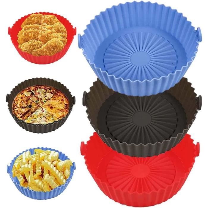 3 Pièces Moule Silicone Air Fryer, Air Fryer Accessoires Avce Pinceaux,  Réutilisable Friteuse À Air Chaud Plat Pot Ronde Plia[H1082]