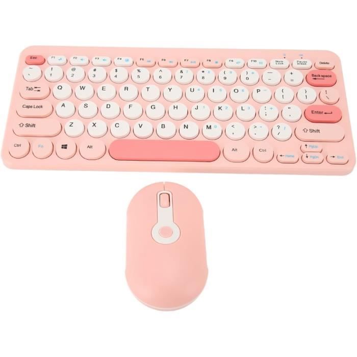 Ensemble Clavier Et Souris Sans Fil En Forme De Chat - 84 Touches, Couleur Rose, Compatible Windows