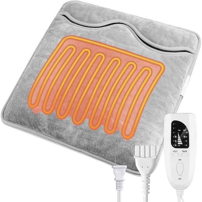 Coussin Chauffant électrique Olycism – 6 Températures (40–60°C), Minuterie 30/60/90/120 Min, Extra-large 40x40 Cm, Lavable, Câble 2,1 M