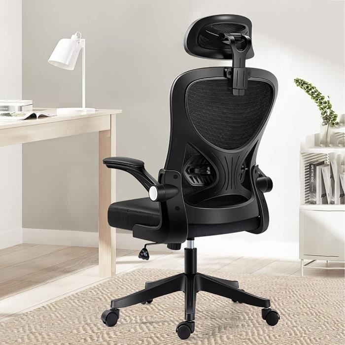 Fauteuil De Bureau Ergonomique Avec Support Lombaire Réglable - Accoudoirs 4D, Tête Réglable, Repose-Pieds - Noir