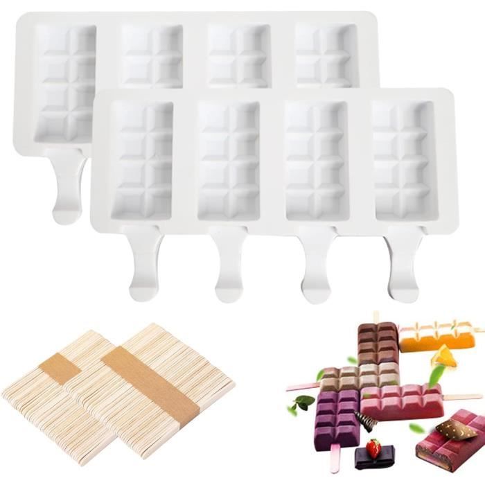 Moule à Glace En Silicone 102 Pièces - Avec Bâtonnets, Sans BPA - Pour Popsicles, Glaces Maison - Adulte Et Enfant