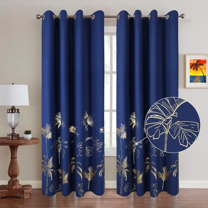 Lot De 2 Rideaux Occultants À Œillets Avec Doublure 100 Thermique Pour Chambre À Coucher Motif