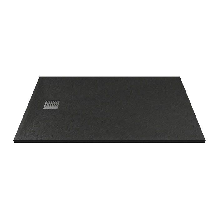 Receveur de douche extra plat à poser ou à encastrer recoupable en résine SMC - Noir - 120 x 80 cm - MIRNOSA