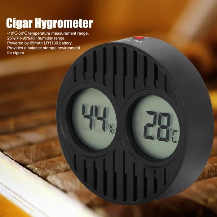 Thermomètre Hygromètre Rond Température d'Humidor Boîte à Cigares Haute