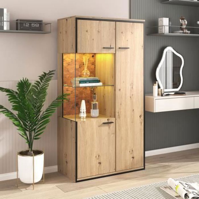 Vitrine Moderne Avec Éclairage LED Multicolore, Design Élégant Et Rangement Spacieux Avec Bois Triangulaire Et Verre 96394972 Vitrine Moderne Avec Éclairage LED Multicolore, Design Élégant Et Rangement Spacieux Avec Bois Triangulaire Et Verre 96394972
