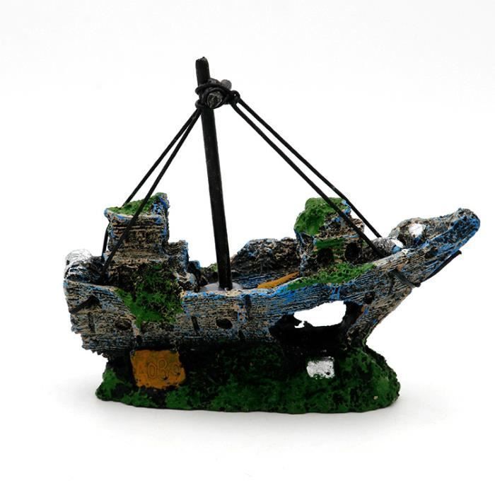 Comparer les prix de Ornement - Artificiel Résine Aquariums Naufrage Bateau - Couleurs Vives et Réalistes