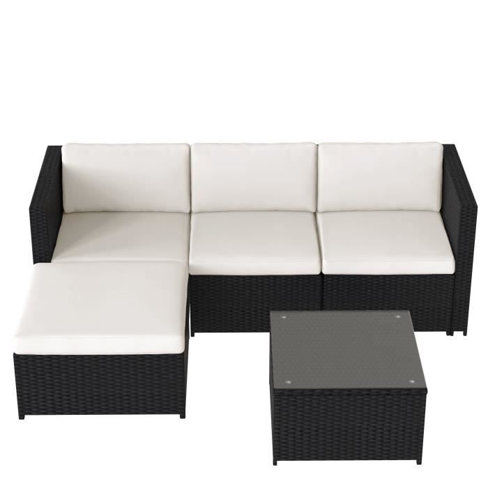 hua - meuble de jardin de salon - canapé d'angle - canapé avec sièges et coussins arrière - noir