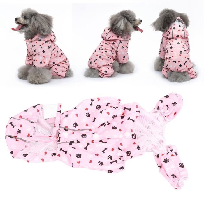 Meilleurs prix pour Veste imperméable réfléchissante pour chiot Veste imperméable respirante motif mignon pour chien Manteau de pluie à capuche A6 JA516