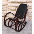 Rocking-chair fauteuil à bascule M41 - Imitation noyer - Cuir Patchwork-1