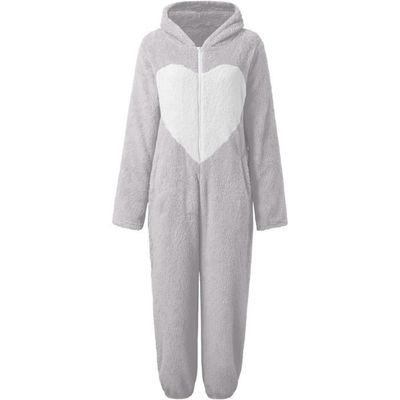 Pyjama Une Piece en Polaire pour Femme Pyjama Chaud Et Doux Vetement De Nuit en Peluche Hiver Femme Polaire Combinaison Gris Gris Cdiscount Pret a Porter