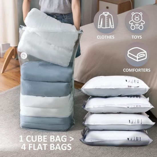 TAILI Sac sous vide vetement aspirateur Cube Lot de 4 80 100