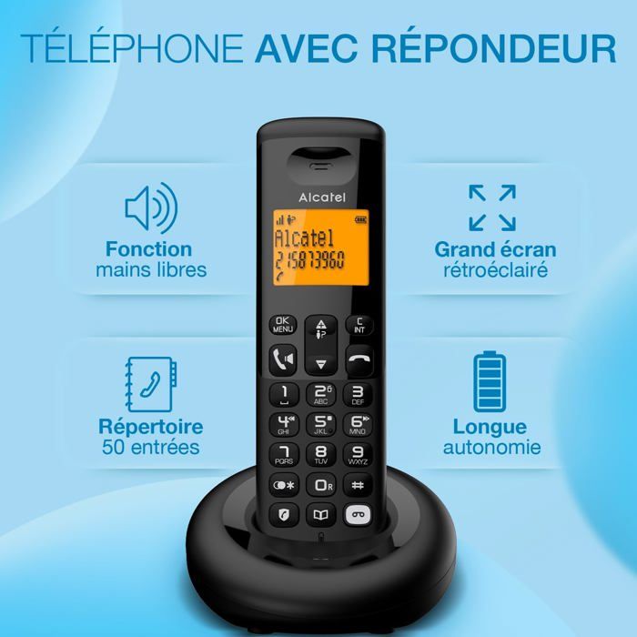Téléphone fixe sans fil avec répondeur FEBEST E260 S. Voice Grand — free download