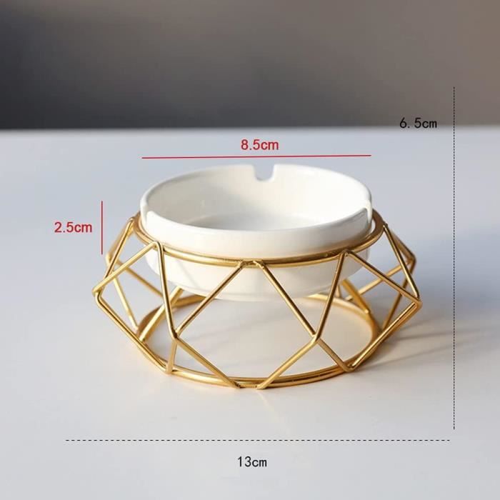 Cendrier Rond En Laiton Doré - Design Rétro, Compact (8.5x8.5x2.3 Cm) Pour Intérieur/Extérieur, Bureau, Terrasse