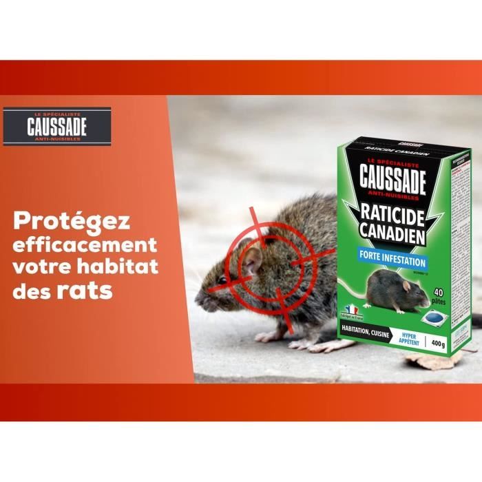Caussade - Raticide Canadien : Forte infestation - 160 pâtes