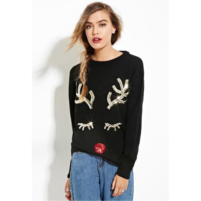 Pull de Noël FUNMOON Chaton Rouge Épais Style