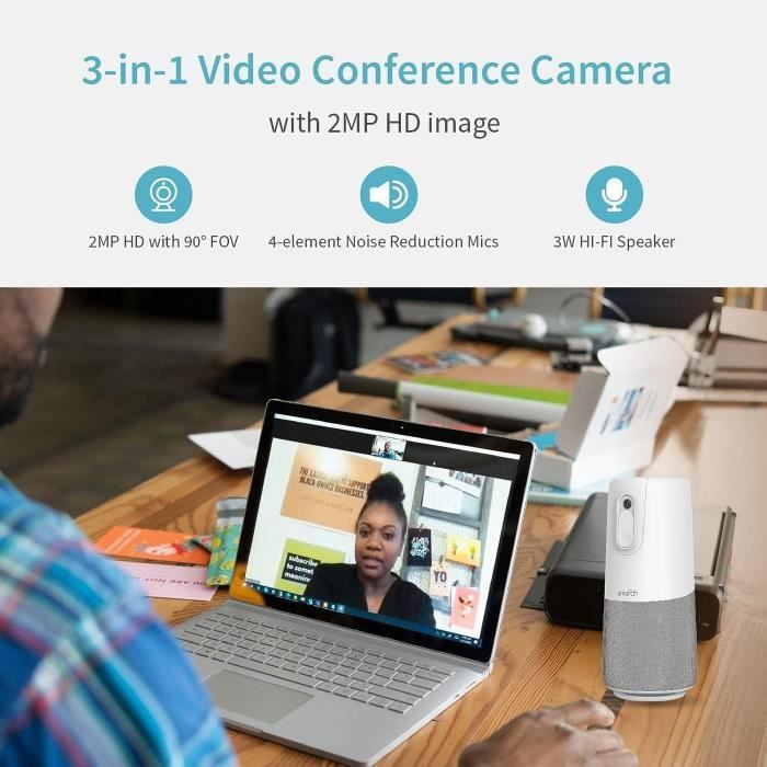 Haut Parleur Conférence Nuroum C20 Webcam Tout-en-un 1080P - Micro ...