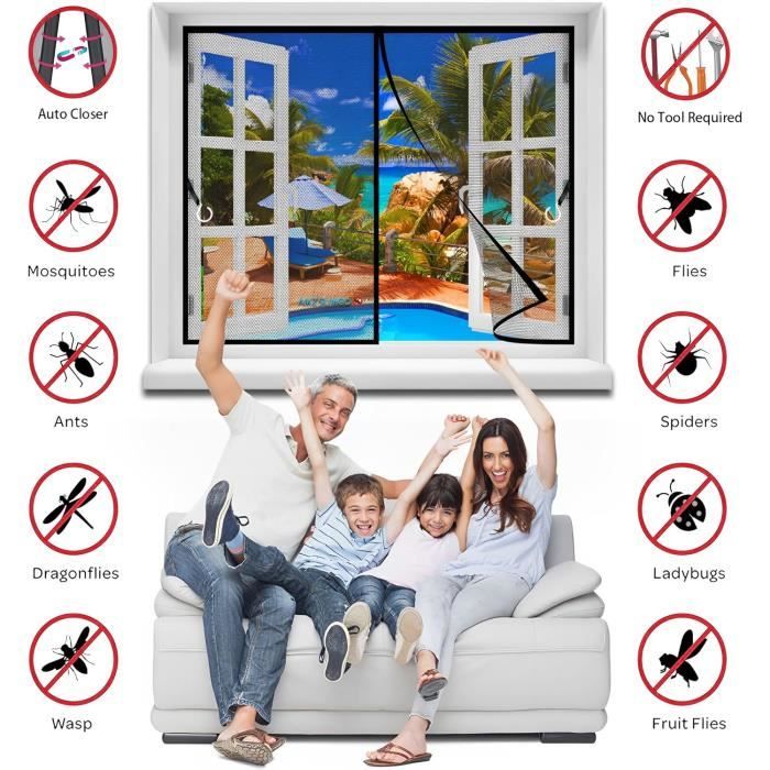 Moustiquaire Porte Aimantee ,Moustiquaire Magnétique Porte-with Powerful Magnets Anti Ctes Mesh