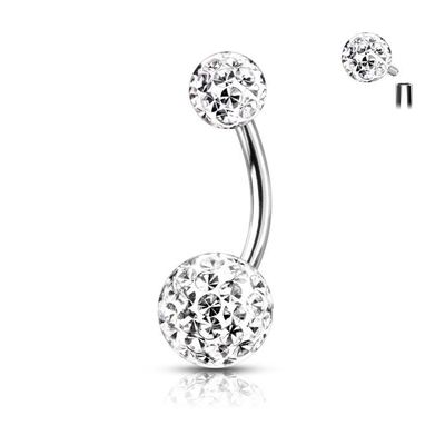 Piercing Nombril Boule Diamant Avec Pierre D'opale - Lot De 7 Bijoux - Acier Chirurgical 316L Anti-allergique - Longueur 10 Mm, Diamètre 1,6 Mm
