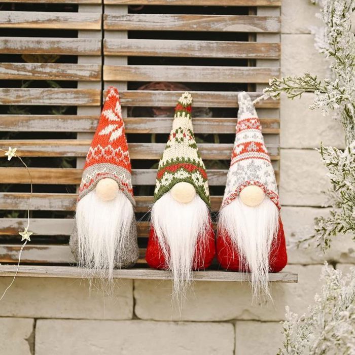 Lot De 3 Lutins De Noël Lumineux LED En Peluche - Décoration Festive Avec Coffret Cadeau