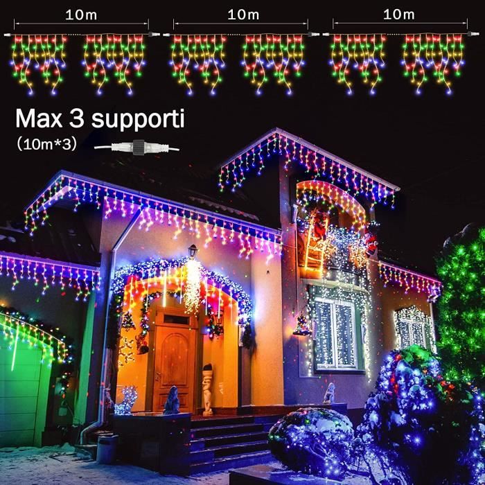 Rideau Lumineux Noel Exterieur, 10M 400 Led Connectable Guirlande Lumineuse  Exterieure Avec Ip65 Étanche Timer, 8Mode Economi[N163] - Cdiscount Maison