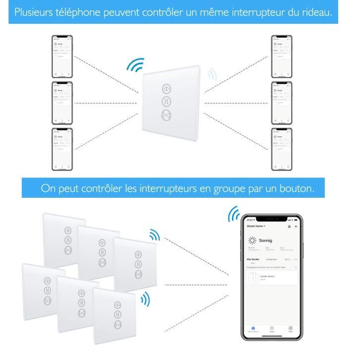 WiFi Interrupteur Volet Roulant Connecté,Interrupteur Intelligent Mural de  Rideau Compatible avec Alexa,Smart Life,Google Home,Timer - Cdiscount  Bricolage