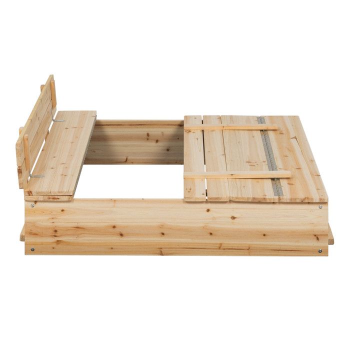 Bac à sable en bois avec 4 bancs intégrés