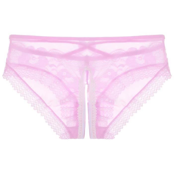 IEFIEL Homme Slip Ouvert Sissy Lingerie Dentelle Sous-Vêtement Transparente  Culotte Caleçon Sexy String Ficelle L-XL Rose - Cdiscount Prêt-à-Porter