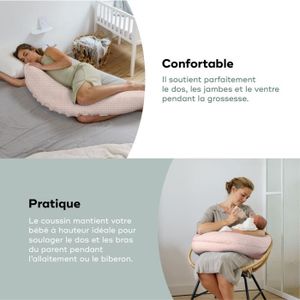 Niimo Coussin De Grossesse En U - Housse Coton 100% Pour Dormir Et Allaitement (Gris Cœurs)
