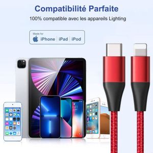 Lot De 1000 Câbles IPhone - Compatible 6 à 14 - Blanc - Longueur 1m - En Gros