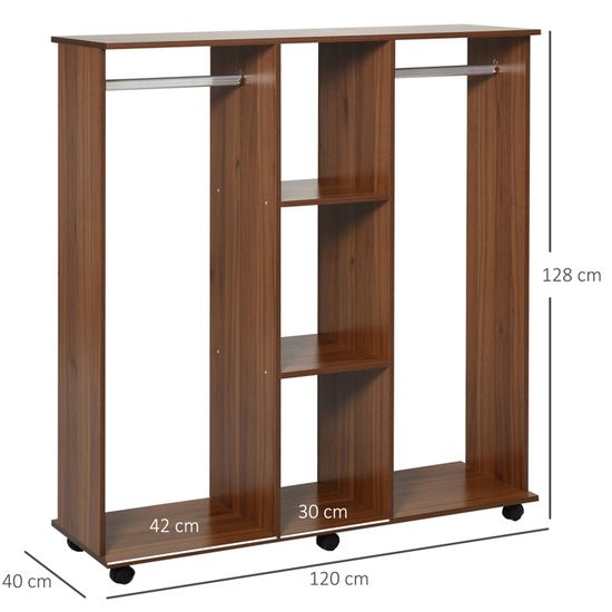 Armoire Penderie Meuble De Rangement Mobile 6 Roulettes 120l X 40l X 128h Cm Panneaux De Particules Chene Fonce 24 120x40x128cm Achat Vente Armoire De Chambre Armoire Penderie Meuble De Soldes Cdiscount