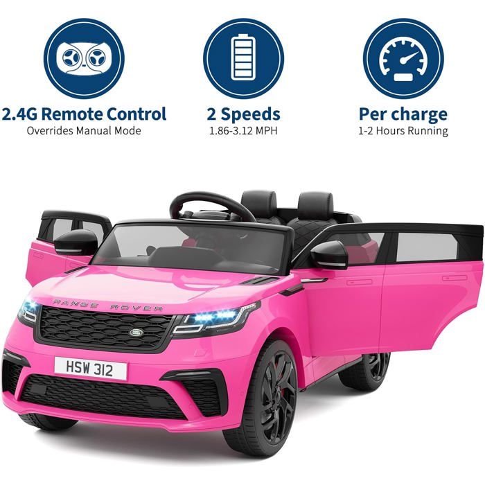 12V Voiture Land Rover licenciée, Télécommande, musique/MP3, 3 ans+, Rouge - Jeux - Jouets