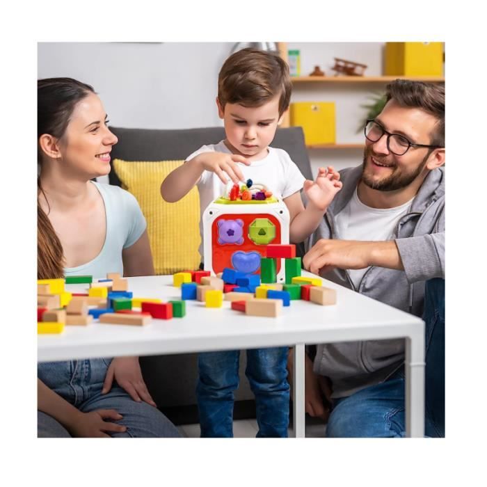 Tosekry Jouet Bebe 1 2 an, 7 en 1 Montessori Cube d'activité Bébé