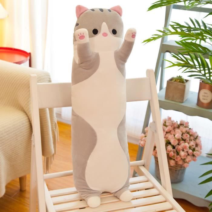 Chat en Peluche Oreiller Long Chat en Peluche Kawaii Géant Doux Étreinte Oreiller Jouet Cadeau pour Enfants Adultes 1pcs, Orange 50cm