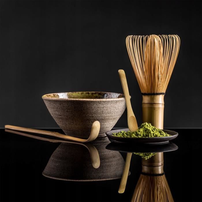 Coffret à thé matcha : bol, cuillère doseuse, fouet et son support - Beige & Noir E.A Coffret à thé matcha : bol, cuillère doseuse, fouet et son support - Beige & Noir E.A