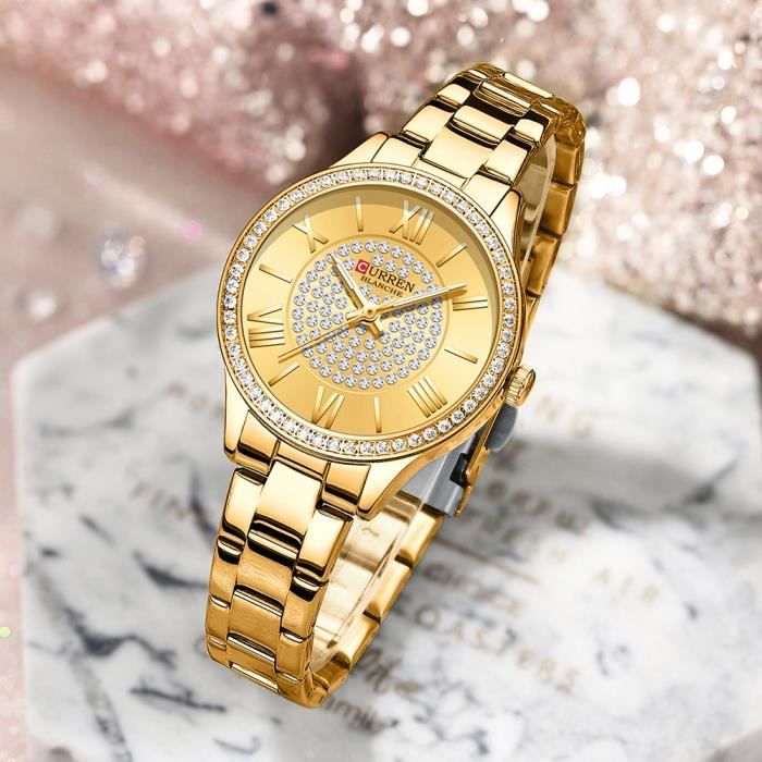 CURREN Montre cadran dor pour femmes marque de luxe avec