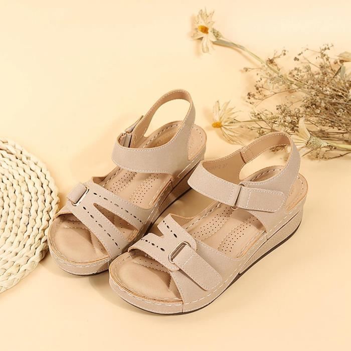 Sandales Femme Confortables Orthopediques Antiderapantes Respirantes Bout Ouvert