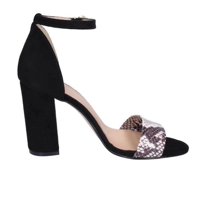 Sandale noir talon new arrivals carré
