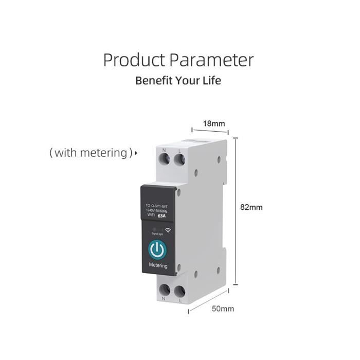 Disjoncteur Intelligent WiFi 63A 12-80V DC - Contrôle à Distance, Compatible Alexa & Google Assistant - 3