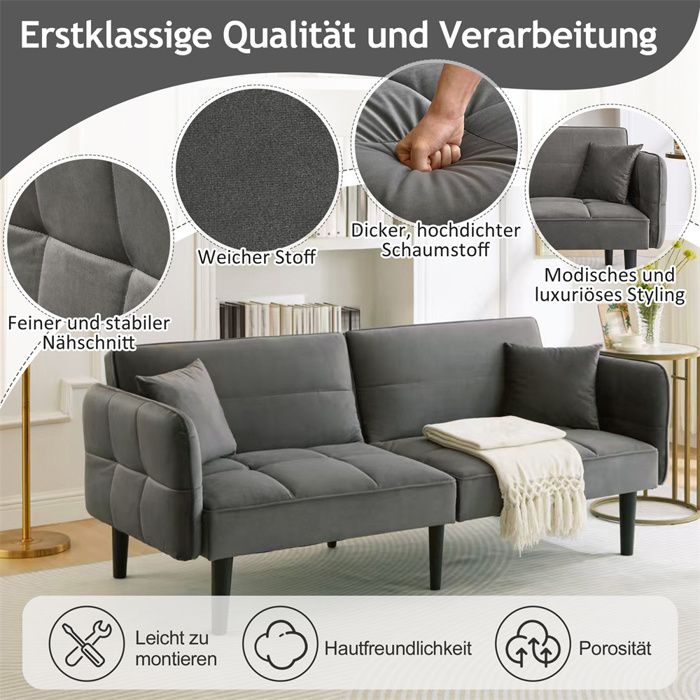 Canapé 2 Places Tissu Gris 112 Cm – Style Scandinave Moderne – Confort Éponge Haute Densité – Dripex