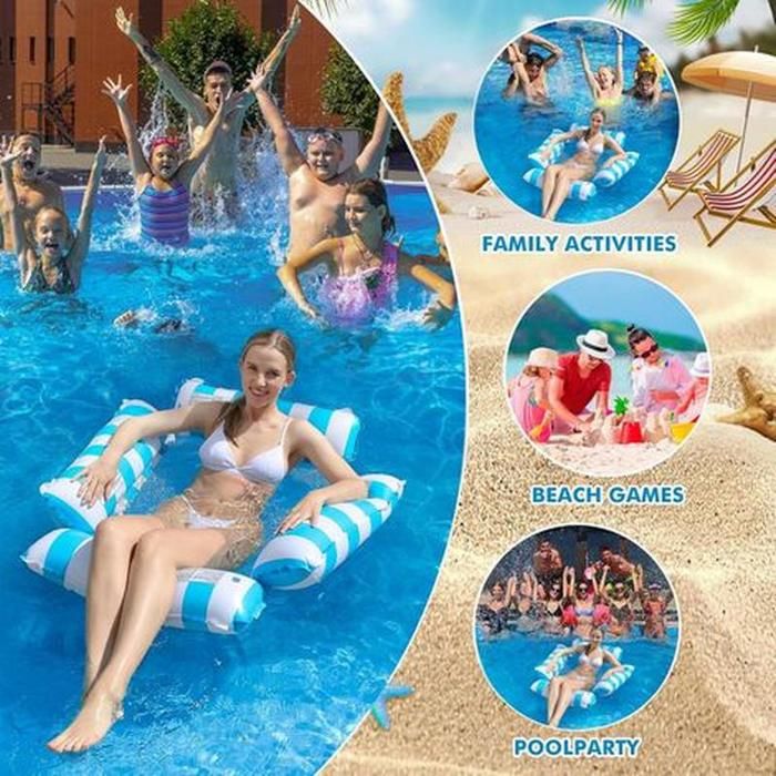 Matelas Gonflable Piscine Avec Porte-gobelet – Hamac Flottant Pour Adulte, Idéal Plage Et Piscine