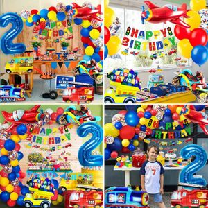 Décoration de fête d'anniversaire de voiture de course pour enfants, feuille, noir, blanc, damier, numéro, bannière de ballon, thème de course, fournitures de faveur  15