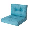 PillowPrim, Coussin de Chaise, pour Fauteuil en Rattan, Extérieur, de Palette, de Siège, Meubles en Rattan, Bleu, 50 x 50 cm-0
