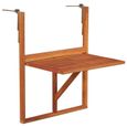 Table suspendue de balcon - Bois d'acacia massif - Pliable-0