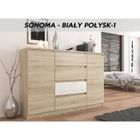 HUCOCO PORTO S1 | Commode contemporaine meuble rangement chambre/bureau | 140x40x98 cm | 4 tiroirs/2 portes | Finition Gloss | Buffet |