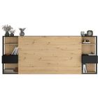 PARISOT Tête de Lit avec étagères + chevets intégrés - Décor chêne et noir - L 255 x P 36 x H 103 cm - WHITE