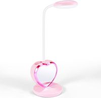 Lampe de bureau une LED pour filles, lampe de bureau une LED rechargeable avec port de charge USB et porte-stylos, Dimmable Rose