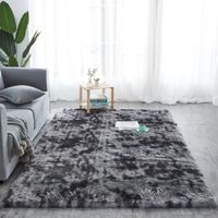 Tapis salon hirsute 160x230 cm - descente de lit chambre grande taille tapis poils longs moderne tapid moquette Noir motif