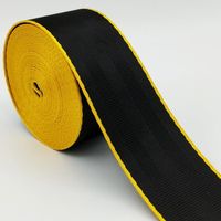 Sangle Polyester style ceinture de sécurité noir bordure jaune 48 millimètres pour sacs couture anse bandoulière 48mm rouleau 10