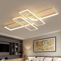 LED Plafonnier Avec Télécommande Dimmable 3 Couleurs Moderne de Plafond Rectangles Luminosité Variable Éclairage Pour Salon - Blanc